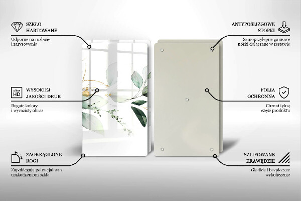 Skärbräda glas Akvarell blad