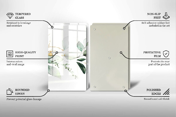 Skärbräda glas Akvarell blad