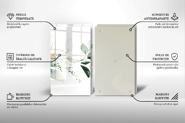 Skärbräda glas Akvarell blad