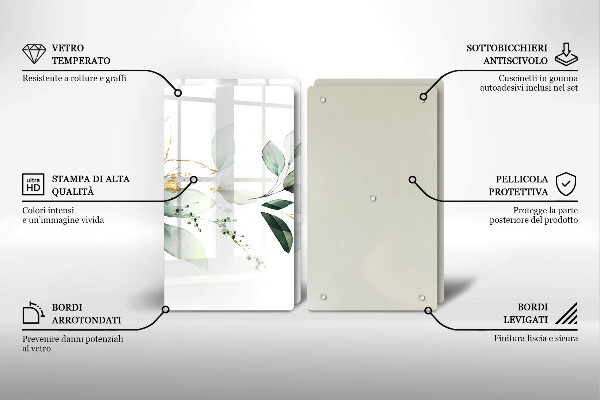 Skärbräda glas Akvarell blad