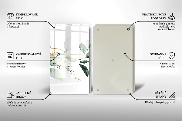 Skärbräda glas Akvarell blad