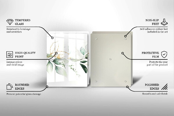 Skärbräda glas Akvarell blad