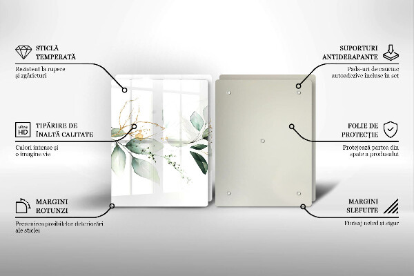 Skärbräda glas Akvarell blad