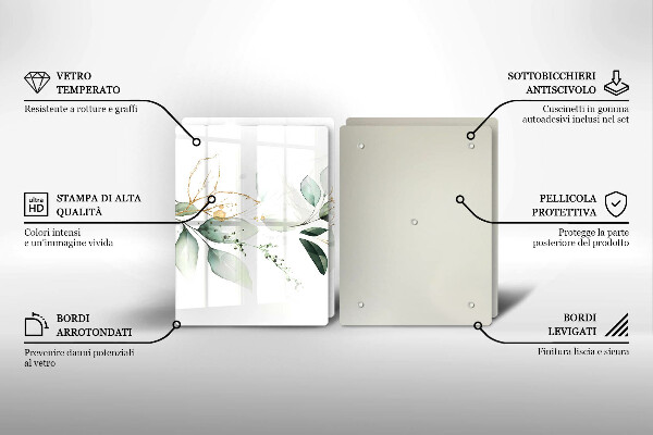 Skärbräda glas Akvarell blad