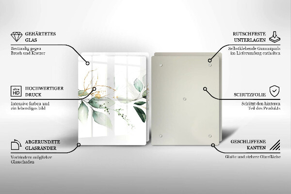 Skärbräda glas Akvarell blad