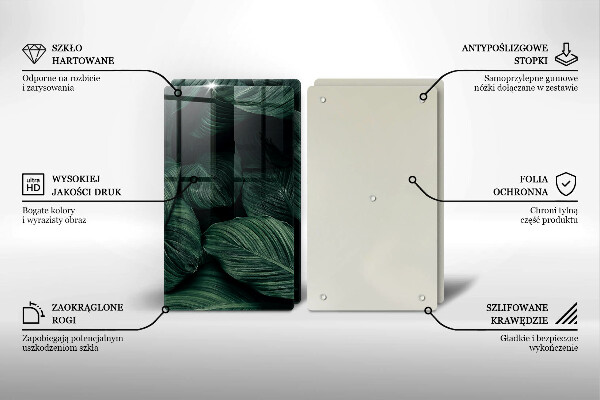 Skärbräda glas Mörka löv