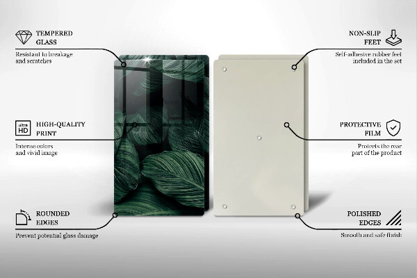 Skärbräda glas Mörka löv