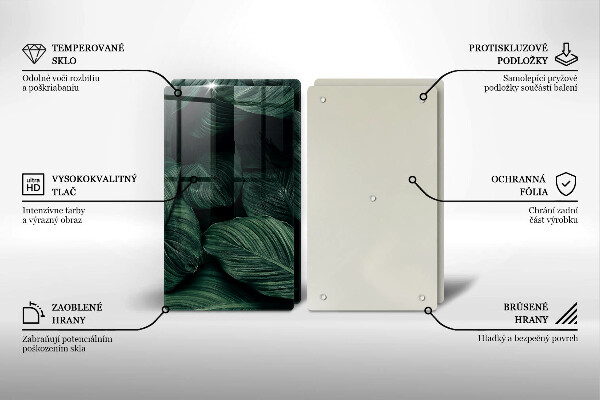 Skärbräda glas Mörka löv