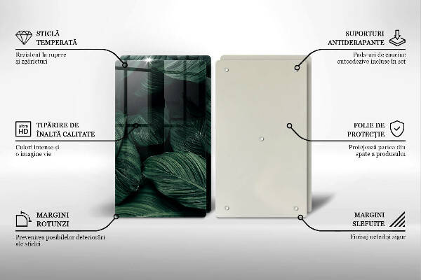 Skärbräda glas Mörka löv