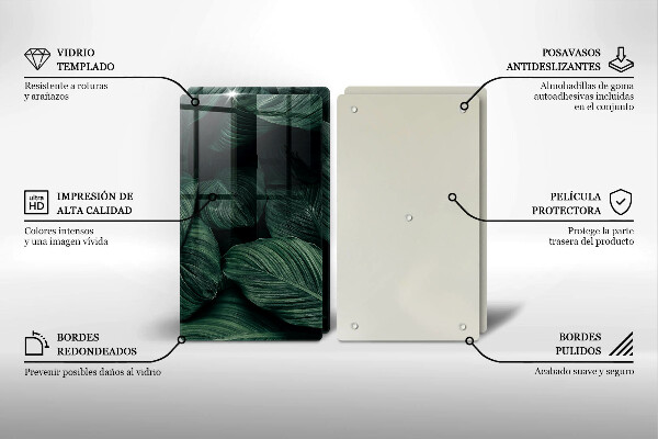 Skärbräda glas Mörka löv