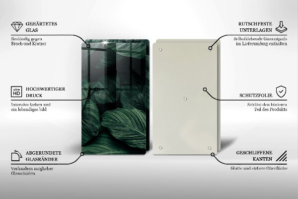 Skärbräda glas Mörka löv