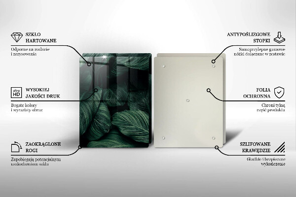 Skärbräda glas Mörka löv