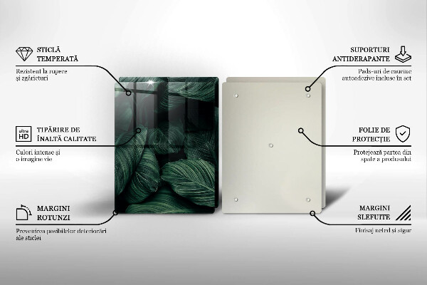 Skärbräda glas Mörka löv