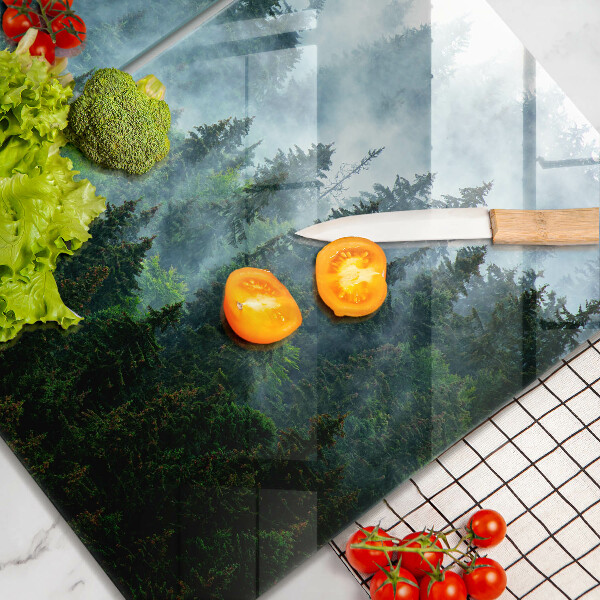 Skärbräda glas Skog i dimman