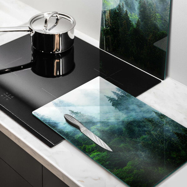 Skärbräda glas Skog i dimman