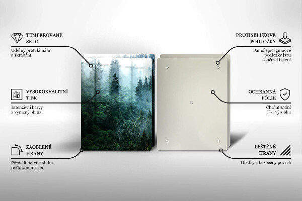 Skärbräda glas Skog i dimman