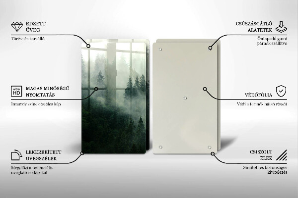 Skärbräda glas Dimmigt skogslandskap