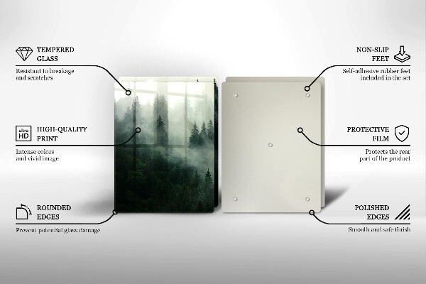 Skärbräda glas Dimmigt skogslandskap