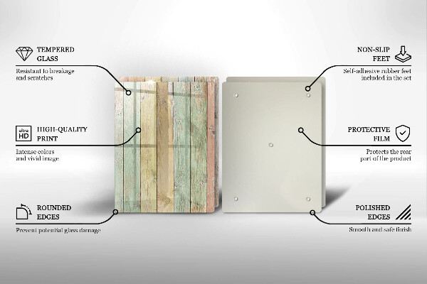 Skärbräda glas Färgglada vintagebrädor