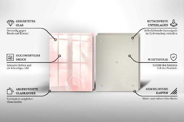 Skärbräda glas Pastellrosor bakgrund
