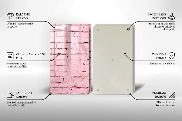 Skärbräda glas Pastell tegelvägg