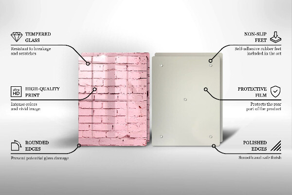 Skärbräda glas Pastell tegelvägg