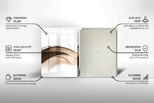 Skärbräda glas Abstrakta bruna linjer