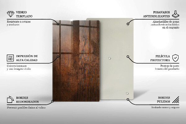 Glasskärbräda Mörk träskiva