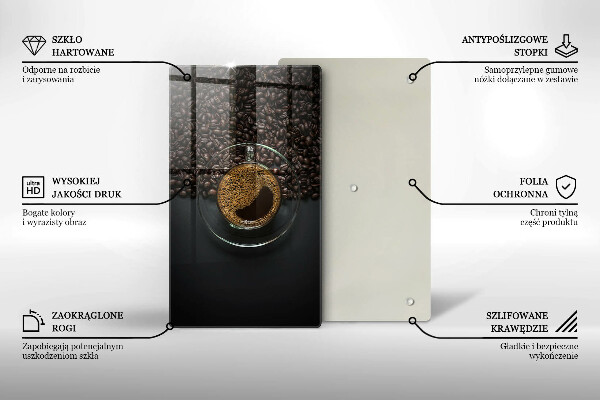 Glasskärbräda Kaffe och bönor