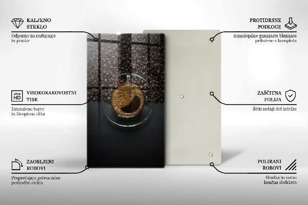 Glasskärbräda Kaffe och bönor