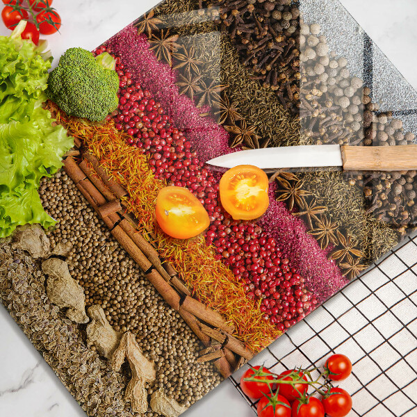 Glasskärbräda Färgglada kryddor