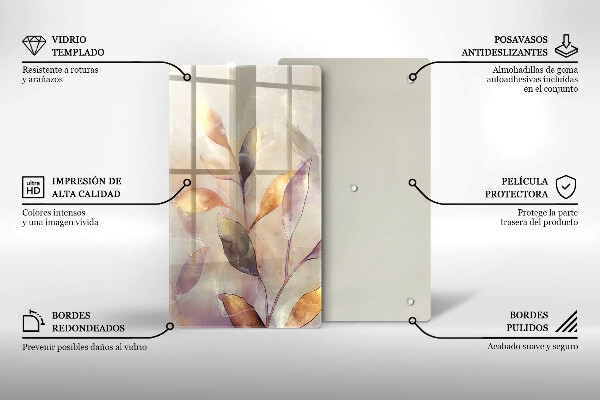 Glasskärbräda Målade boho löv