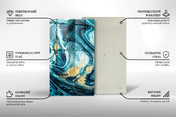 Glasskärbräda Blått abstrakt guld