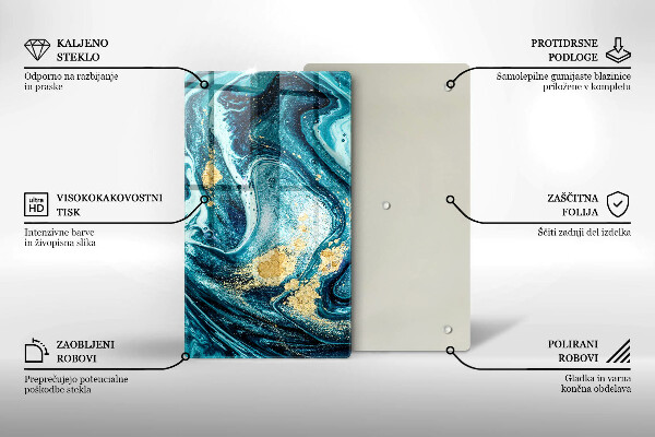 Glasskärbräda Blått abstrakt guld