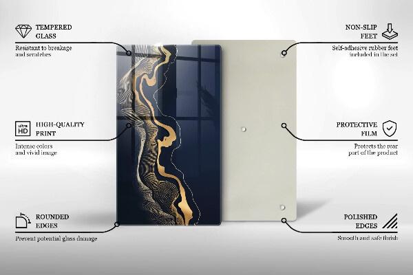 Glasskärbräda Abstrakta gyllene linjer