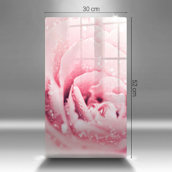 Glasskärbräda Daggdroppar och rosblomma