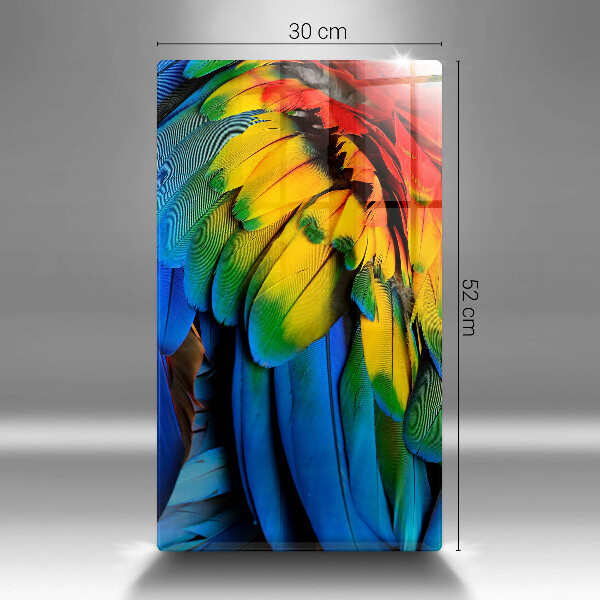 Glasskärbräda Färgglada papegojfjädrar