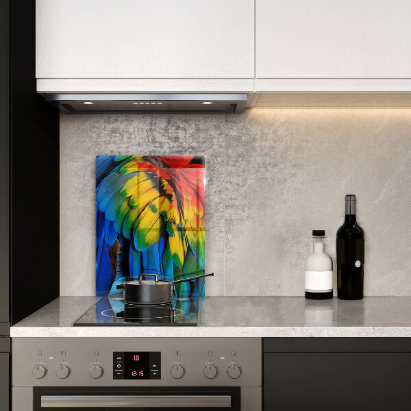 Glasskärbräda Färgglada papegojfjädrar