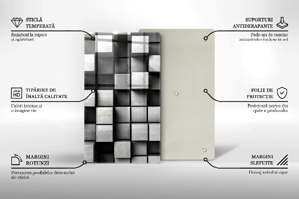 Glasskärbräda Abstraktion 3D rutor