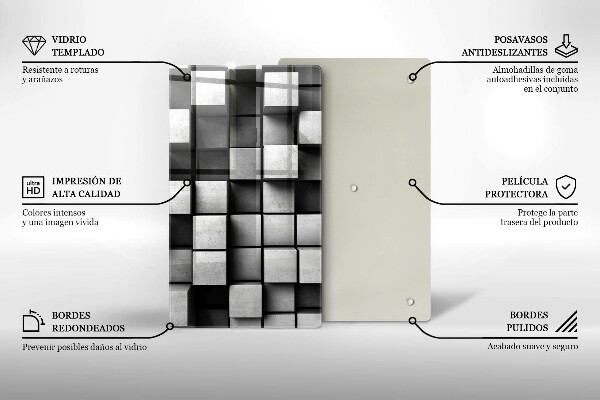 Glasskärbräda Abstraktion 3D rutor