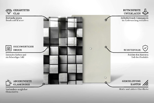 Glasskärbräda Abstraktion 3D rutor