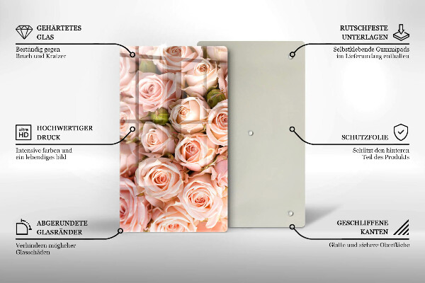 Glasskärbräda Bukett fina rosor