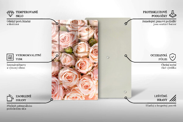 Glasskärbräda Bukett fina rosor