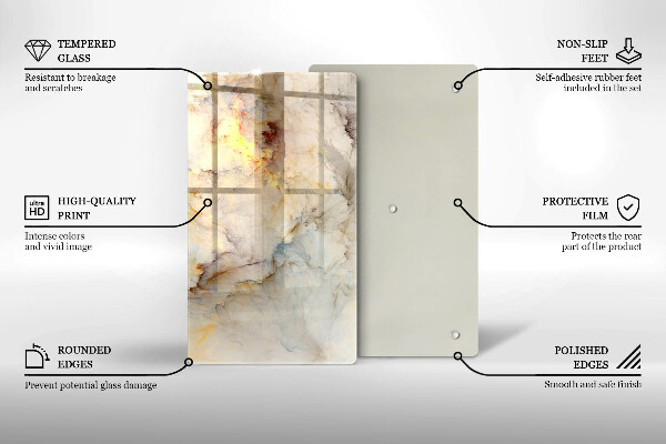 Glasskärbräda Marmorstruktur med guld