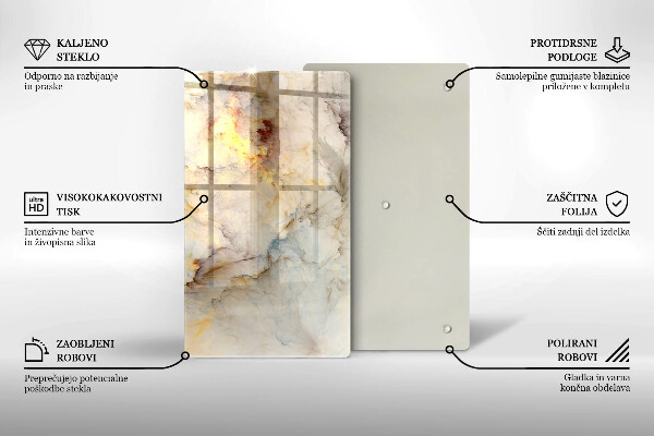 Glasskärbräda Marmorstruktur med guld