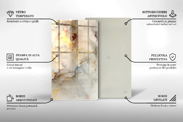 Glasskärbräda Marmorstruktur med guld
