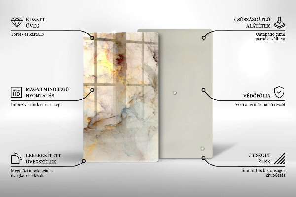 Glasskärbräda Marmorstruktur med guld