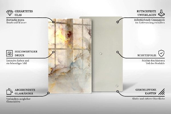 Glasskärbräda Marmorstruktur med guld