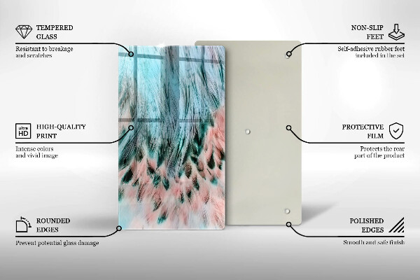 Glasskärbräda Boho fågelfjädrar