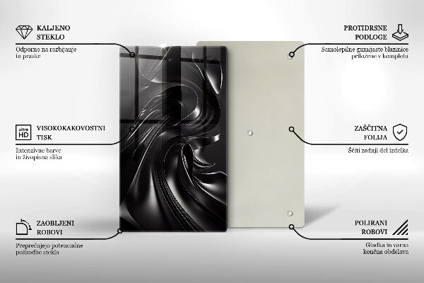 Glasskärbräda Abstraktion svart massa